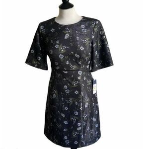 NWT RACHEL Rachel Roy Women Black Short Sleeve Printed Sheath‎ Dress Size 4